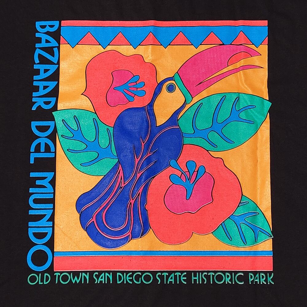 San Diego Zoo 80s 90s vintage shirt floral toucan neon bright padres comic con